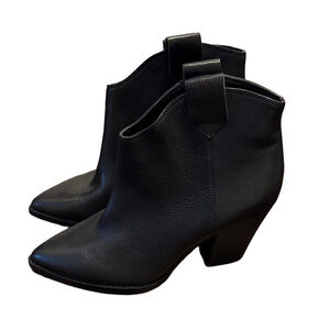 Lucky Brand Black Leather Ankle Boots Size 8.5